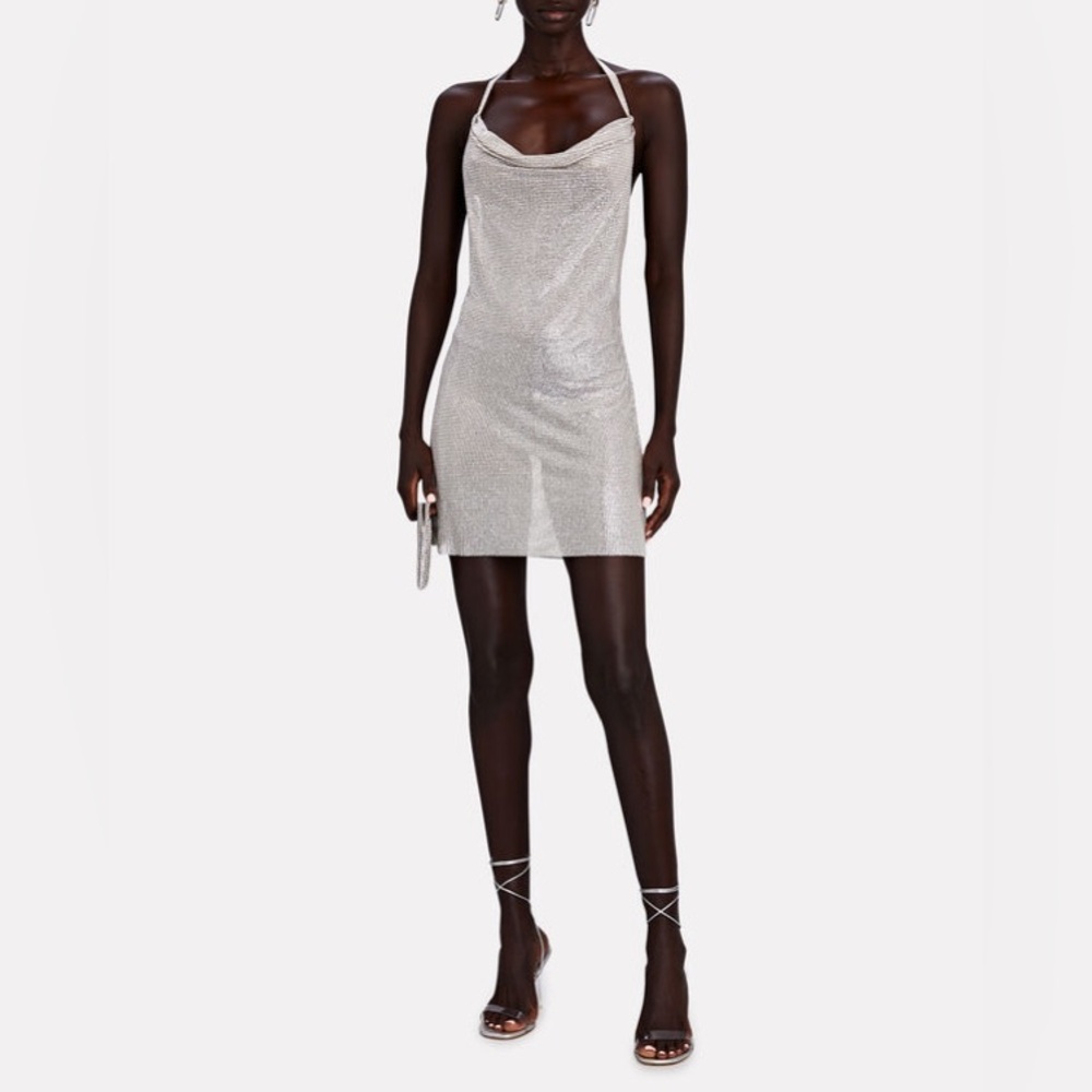 NWT Giuseppe Di Morabito Crystal Mini dress in silver